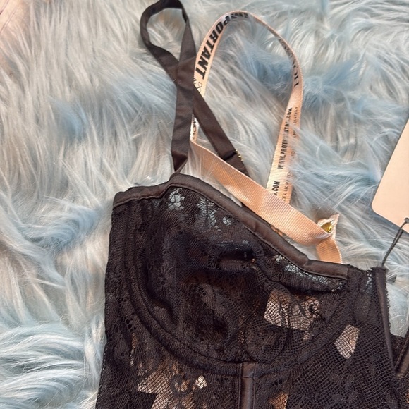 NWT House of CB Bustier Corset Sheer Overlay Black - Picture 3 of 11